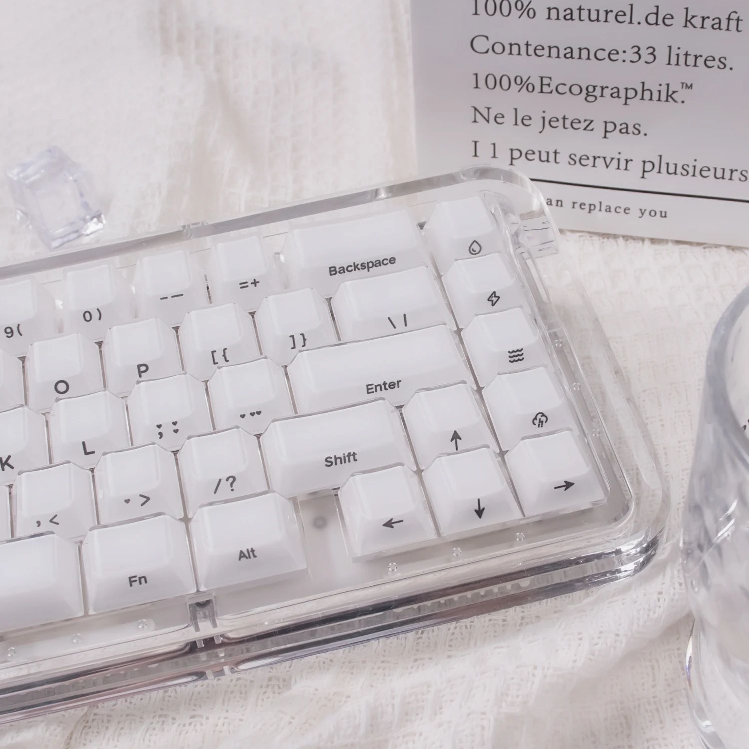 Teclas de pudín de cristal de 119 teclas, perfil de cereza, teclas de doble disparo, juegos de teclas translúcidas con impresión lateral para teclado mecánico - imagen 4