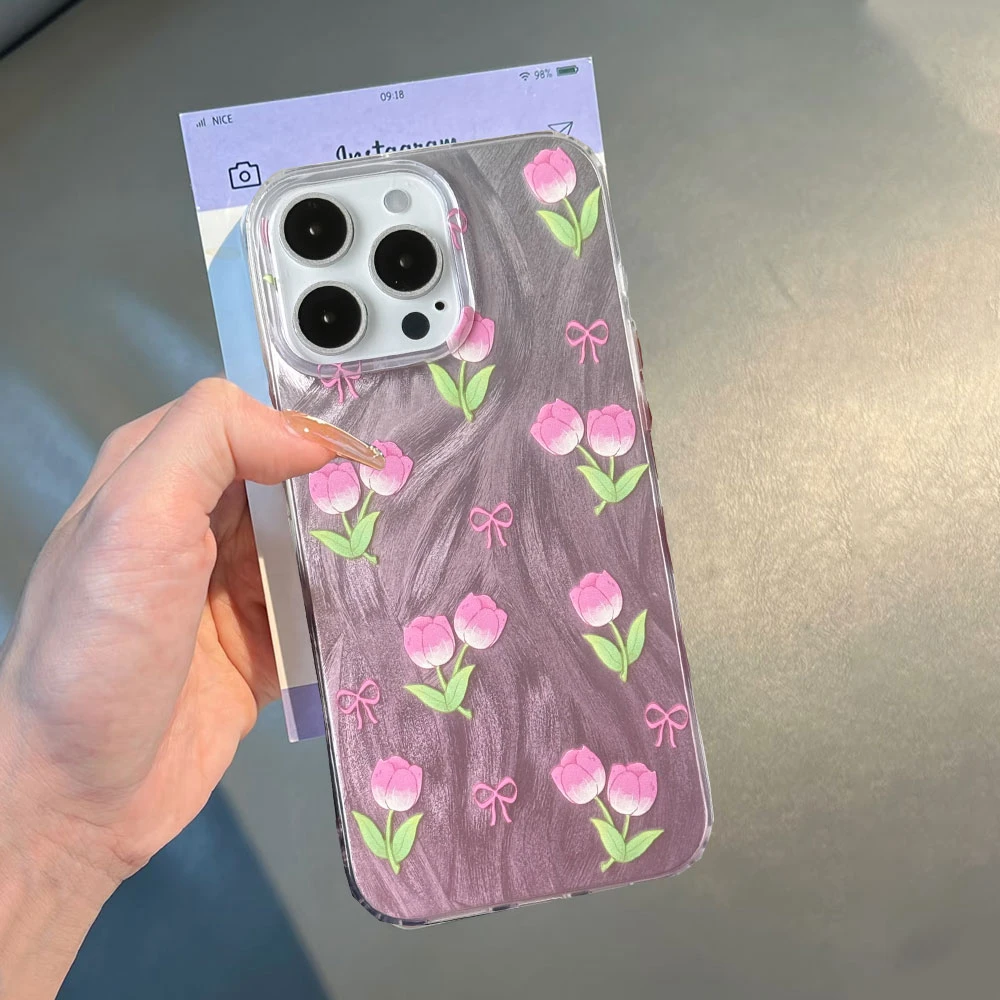 Funda de teléfono con lazo rosa degradado y flores para Honor 400 200 Magic 7 Lite 200 Pro X9a X8b X9c X8a, funda de silicona para pareja - imagen 3