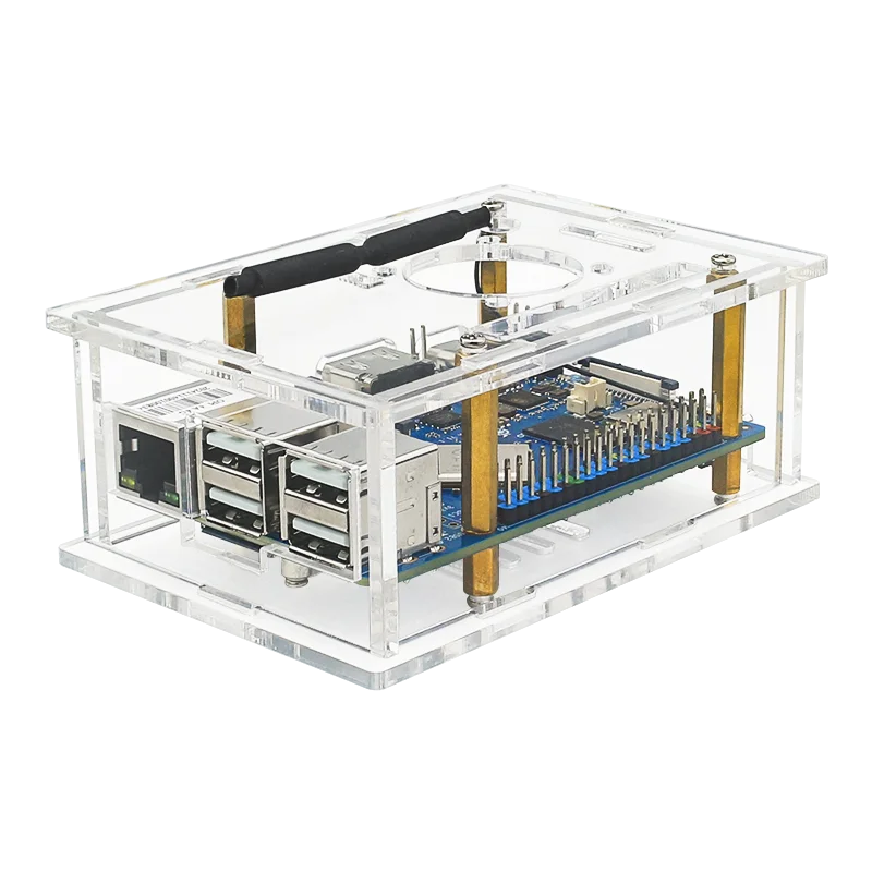 Carcasa protectora transparente de acrílico Orange Pi 4A con disipadores de calor de ventilador de refrigeración para Orange Pi 4A opcional - imagen 2