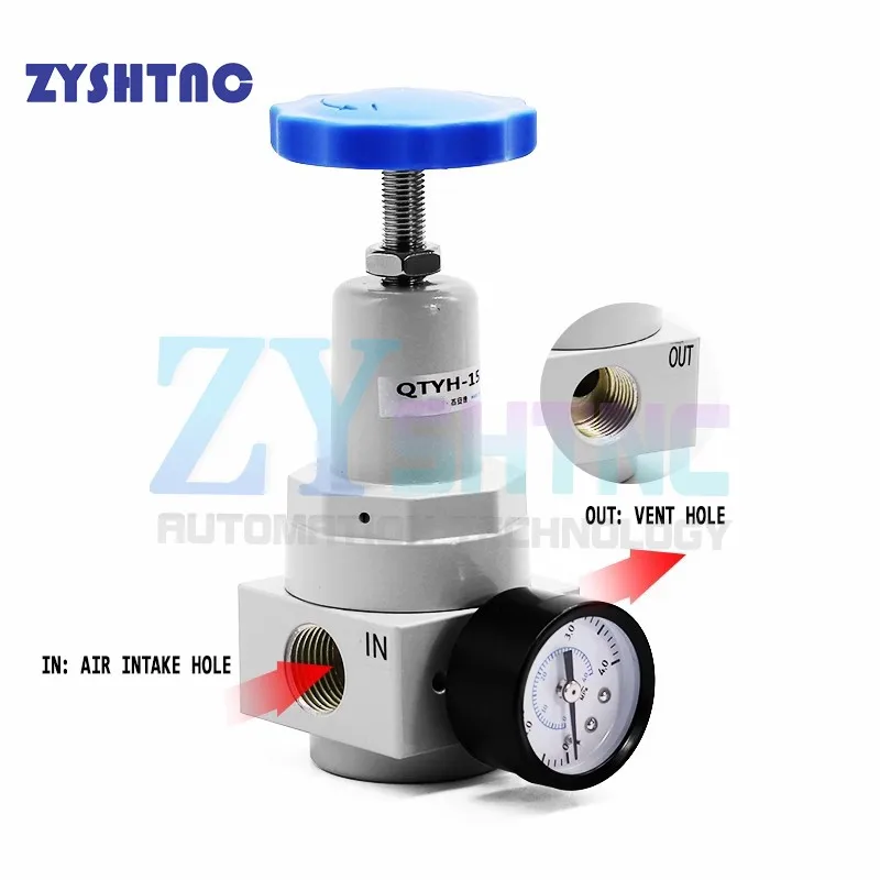 Compresor de aire válvula reductora de presión de alta presión bomba de aire válvula reguladora de presión neumática gas QTYH-08 10 15 20 25 40 50 - imagen 4