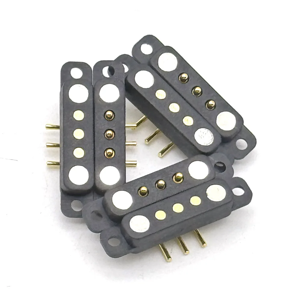 Conector Pin Pogo magnético resistente al agua de 3 pines con orejas, aguja curva macho y hembra con resorte, carga de transmisión de señal CC - imagen 5