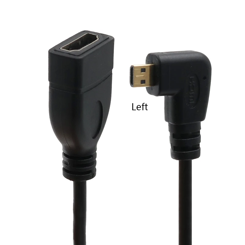 Conector adaptador Micro HD macho a HD hembra en ángulo izquierdo hacia arriba y hacia abajo, 15cm para HDTV tipo D, Cable compatible con HDMI en ángulo - imagen 3