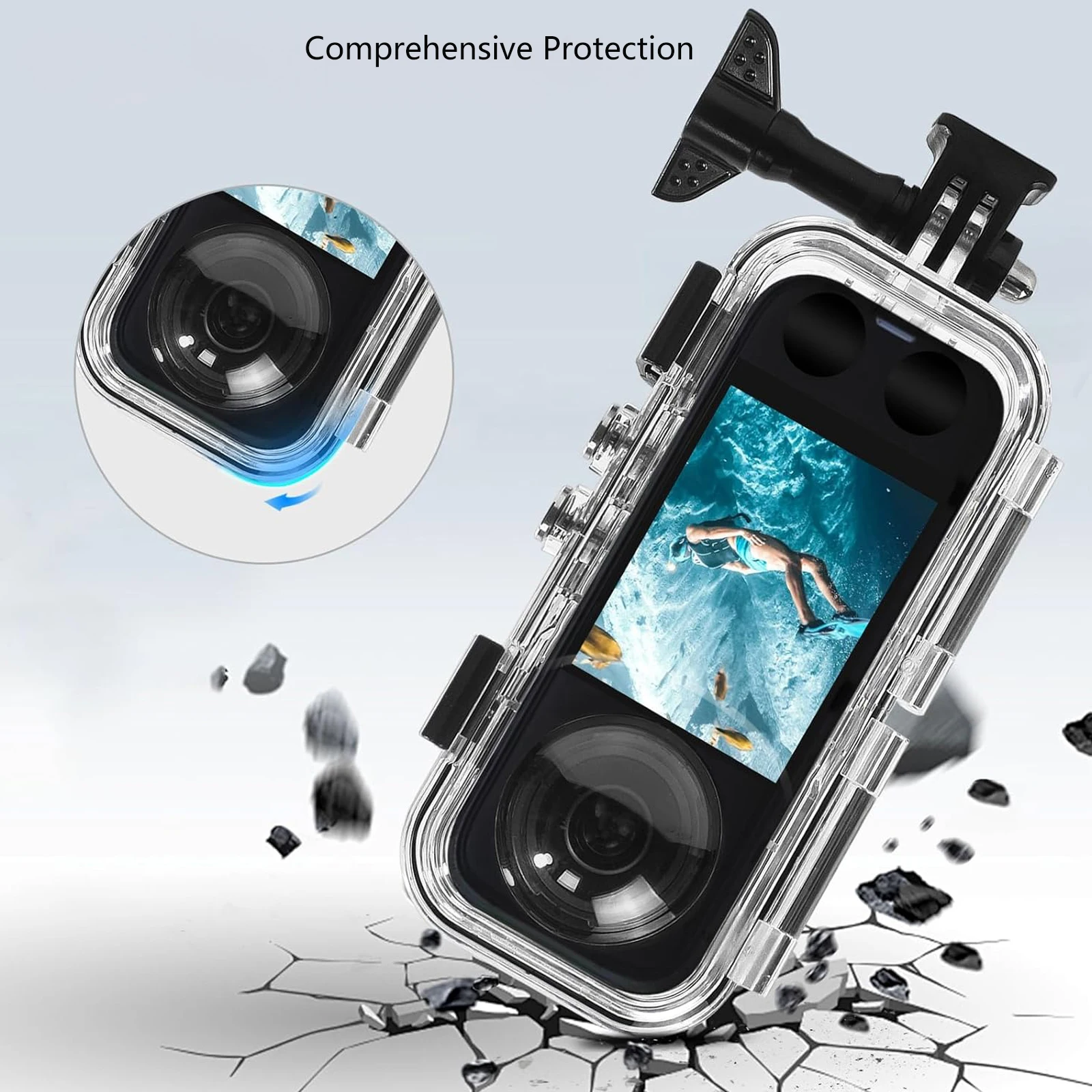 Probty para Insta360 X4 40m funda de buceo sellada impermeable para Insta360 X4 cubierta de buceo accesorios de Cámara de Acción Deportiva - imagen 4