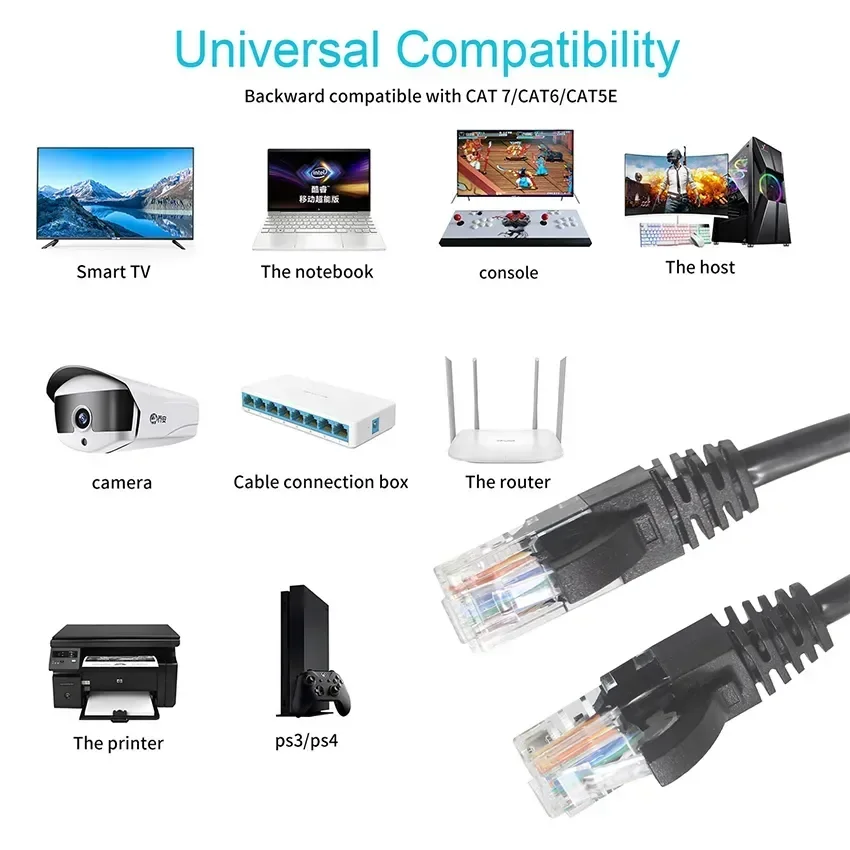 Electric CU Bare Copper Cat6 Cable Utp 1M Male Metal Rj45 Plug Patch Cat7 Extension Cord