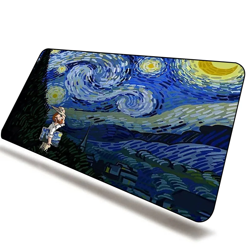 Alfombrilla de ratón Van Gogh, alfombrilla antideslizante de dibujos animados, Pc grande, gabinete de jugador, teclado, alfombrilla de escritorio, diseño, accesorios para juegos, alfombrilla de ratón de ordenador XXL - imagen 5