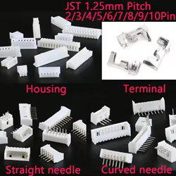 50 uds/10 Uds MICRO JST 1,25 2P 3/4/5/6/7/8/9P 10P conector de pines 1,25 MM paso cabezal de Pin recto Horizontal/carcas/terminal