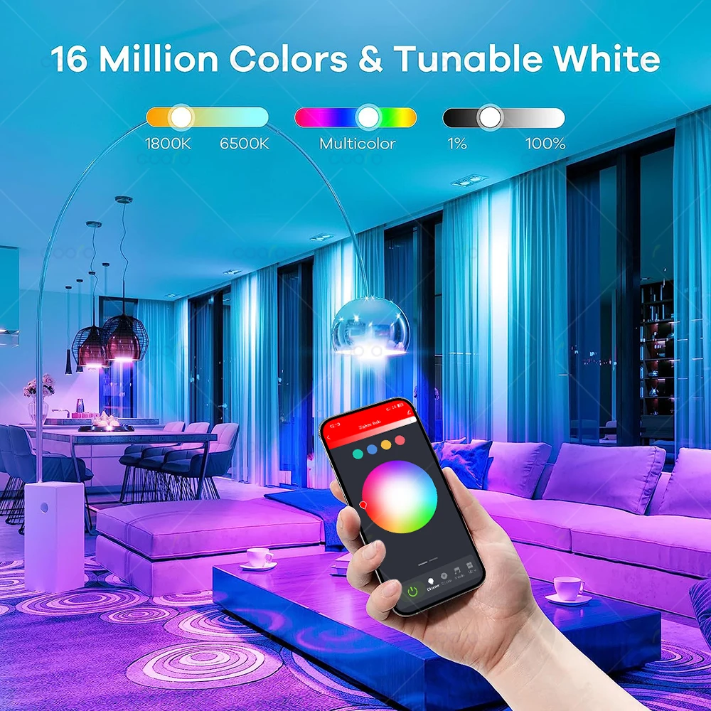 Bombilla LED Zigbee 3,0 de 18W RGB + WW + CW E27 Tuya bombilla inteligente funciona con Smart Life Alexa Amazon Google Home Hub requerido - imagen 4