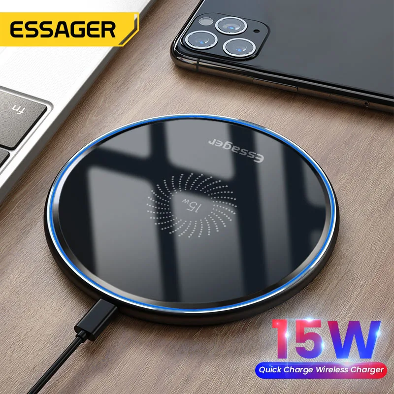 Essager-cargador inalámbrico Qi de 15W, almohadilla de inducción de carga rápida para teléfono iPhone 12, 11 Pro Max, X, Xiaomi mi 10, Samsung S20 - imagen 2