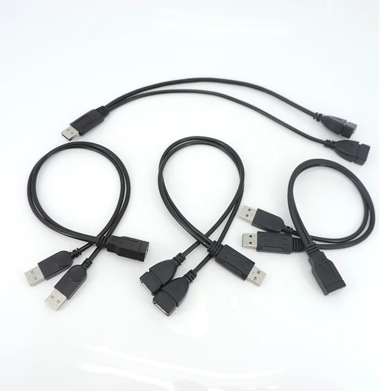 Cable USB2.0 USB3.0 doble 1 a 2 vías adaptador divisor USB Cable macho hembra Cable de extensión de alimentación