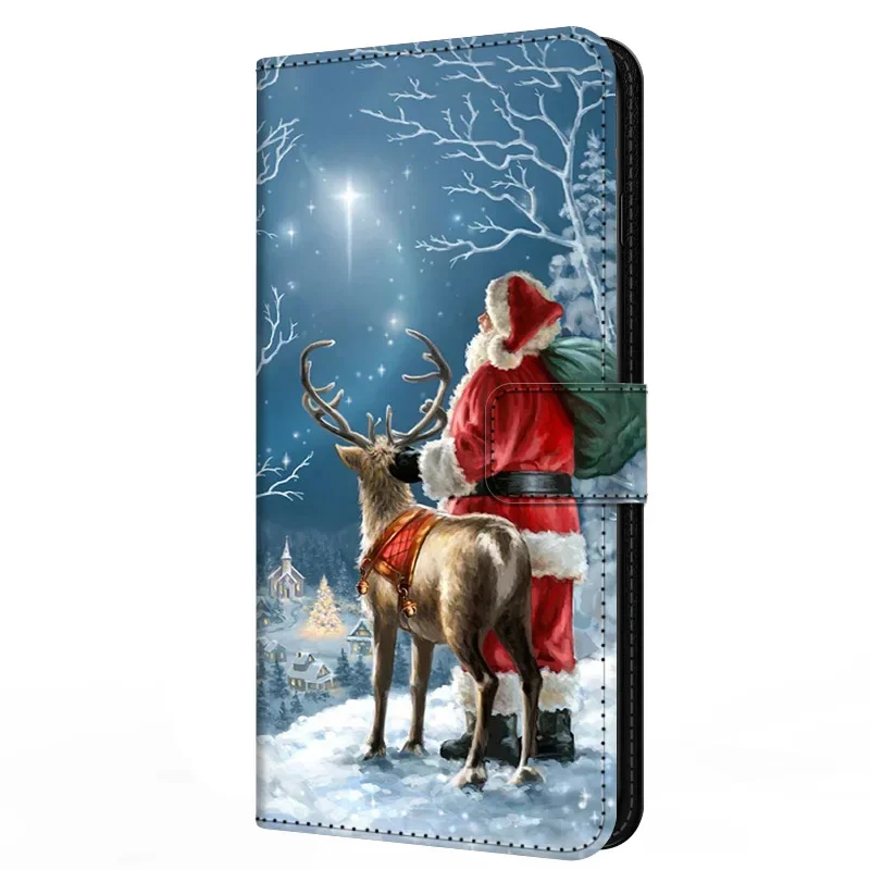 Funda para Redmi 15 4G 5G, Fundas con tapa magnética con soporte para Xiaomi Redmi15, Funda navideña con ranuras para tarjetas, Cartera de cuero a prueba de golpes - imagen 2