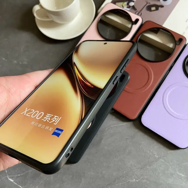 Für VIVO X200 Pro Fall Weiche PU Haut Magnetische drahtlose lade Schutzhülle Zurück Abdeckung Fall Für VIVO X200Pro Mini Telefon Shell - imagen 4