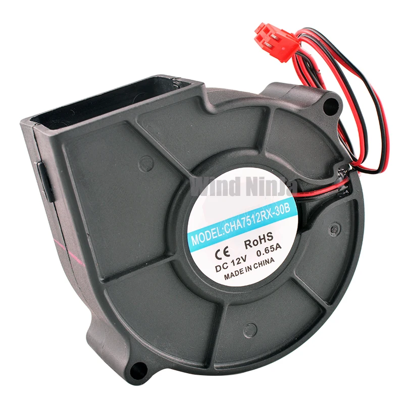 CHA7512RX-30B 75mm 고속 원심 송풍기 팬 7.5cm DC12V 0.65A 4500rpm 건조기 가습기 용 냉각 팬 75x75x30mm - imagen 3