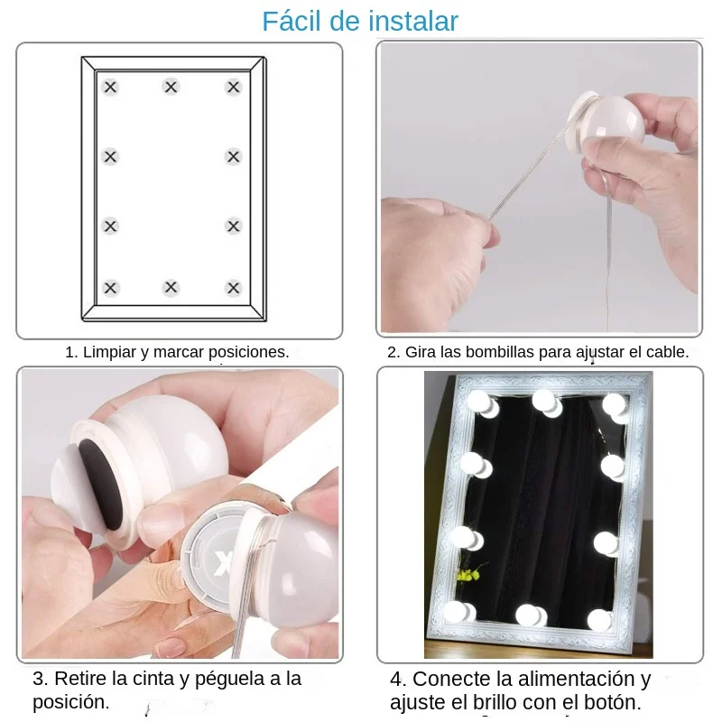 Bombillas LED para espejo de maquillaje, luces de tocador USB de 12V, iluminación para tocador de baño, luz LED de tocador regulable para luz de espejo - imagen 5