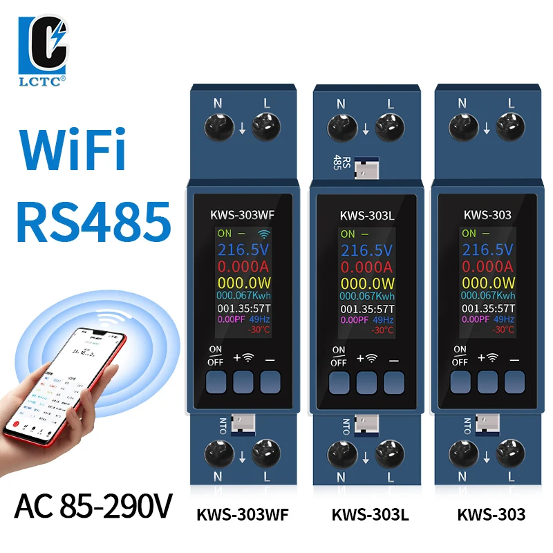 Medidor de energía WiFi KWS-303 Tuya 8 en 1, amperímetro de voltaje CA multifunción, Control por aplicación, medidor de voltaje AC85-290V/40a - imagen 2