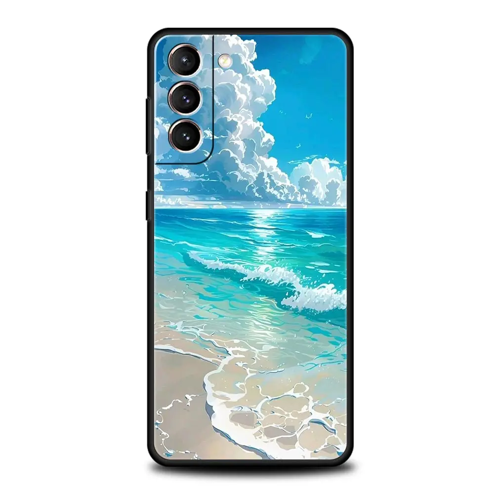 Funda para Teléfono Samsung Galaxy S25 Edge S24 S23 S22 S21 Ultra S20 FE 5G S10 S10E S9 Plus, Cubierta Suave de TPU con Diseño de Delfín Oceánico - imagen 2