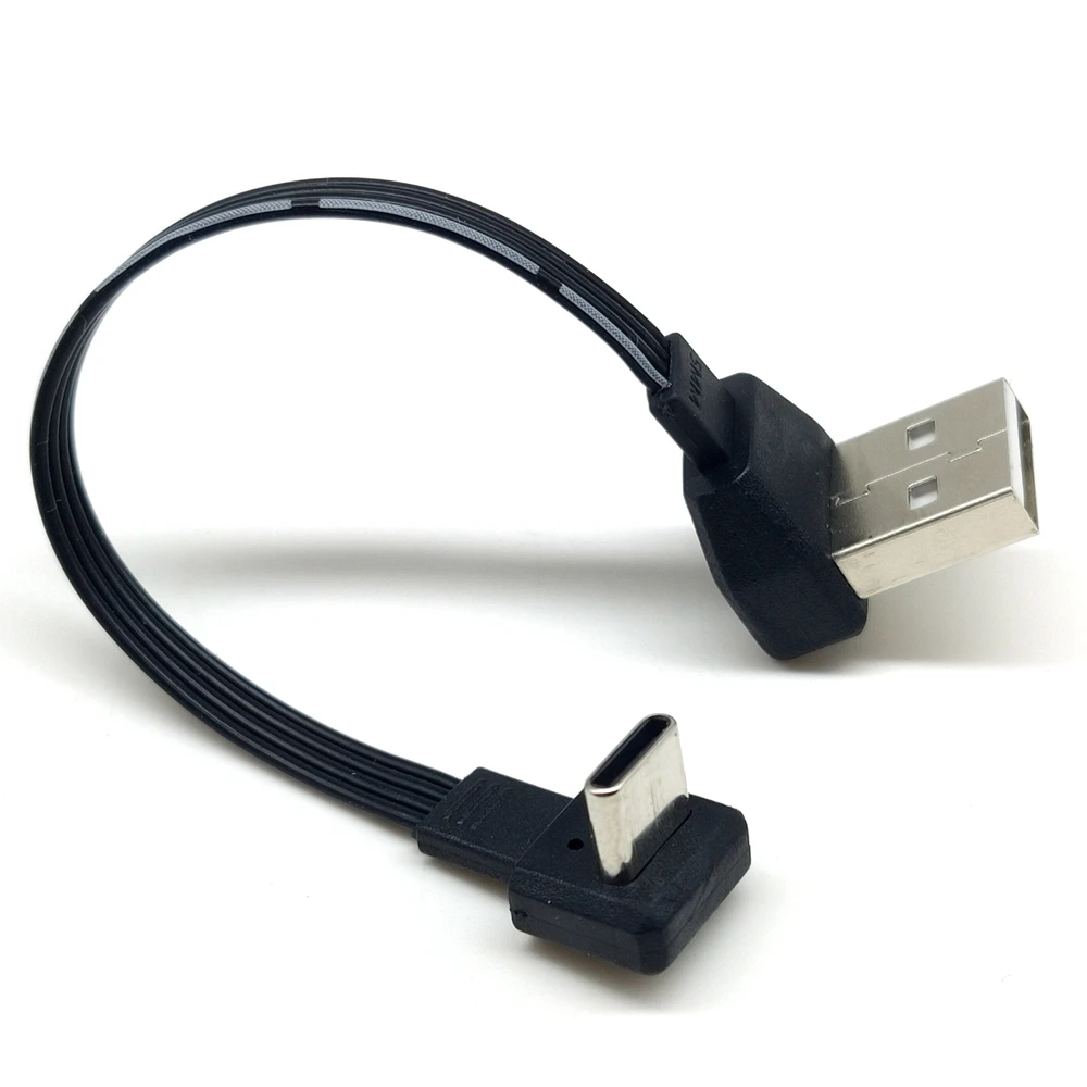 Cable de datos ultracorto tipo c para móvil, Conector de doble cara de 10CM-100CM para Android, súper plano, suave, doble codo, tpc, cargador - imagen 4