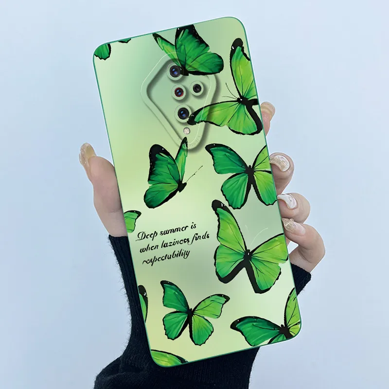 Para Vivo S1 Pro funda de teléfono Vivo 1920 funda de moda simplicidad flor carcasa de silicona líquida para Vivo V17 Rusia X50 Lite Fundas - imagen 3