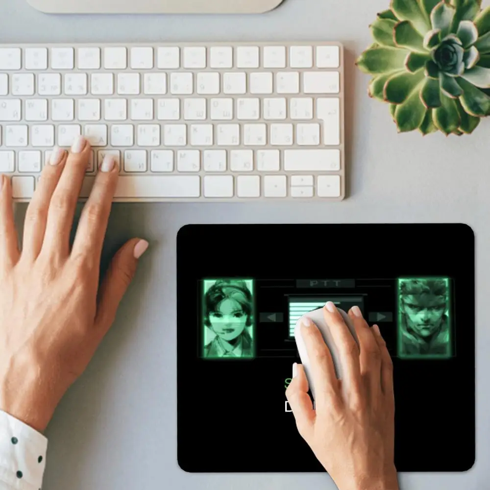 Alfombrilla de ratón de códec sólido con engranaje de Metal, Base de goma antideslizante personalizada, accesorios para jugadores, amantes de los videojuegos, oficina, ordenador, PC - imagen 2