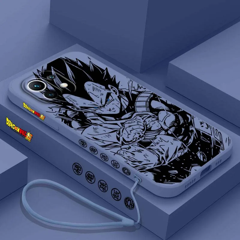 D-Dragon Ball Vegeta Art Cool para Xiaomi Mi 17 15 14 13 12 11 9 13T 12T Lite Pro Max 5G cubierta de la caja del teléfono de cuerda izquierda líquida - imagen 4