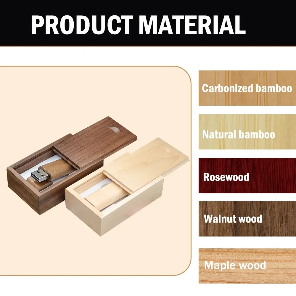 20 piezas por lote, unidad flash USB 2,0 de madera con logotipo gratis, memoria USB de 4GB, 8GB, 16GB, 32GB, 64GB, venta al por mayor para boda - imagen 2