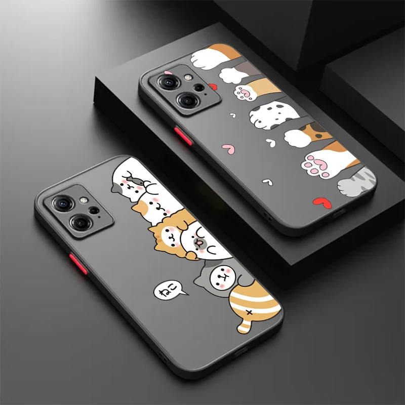 Funda translúcida esmerilada para teléfono Redmi Note, carcasa bonita con forma de gato y colilla de Animal, 13R para modelos, 13, 12, 12S, 12T, 11, 11T, 11E, 10 Pro Plus y 5G