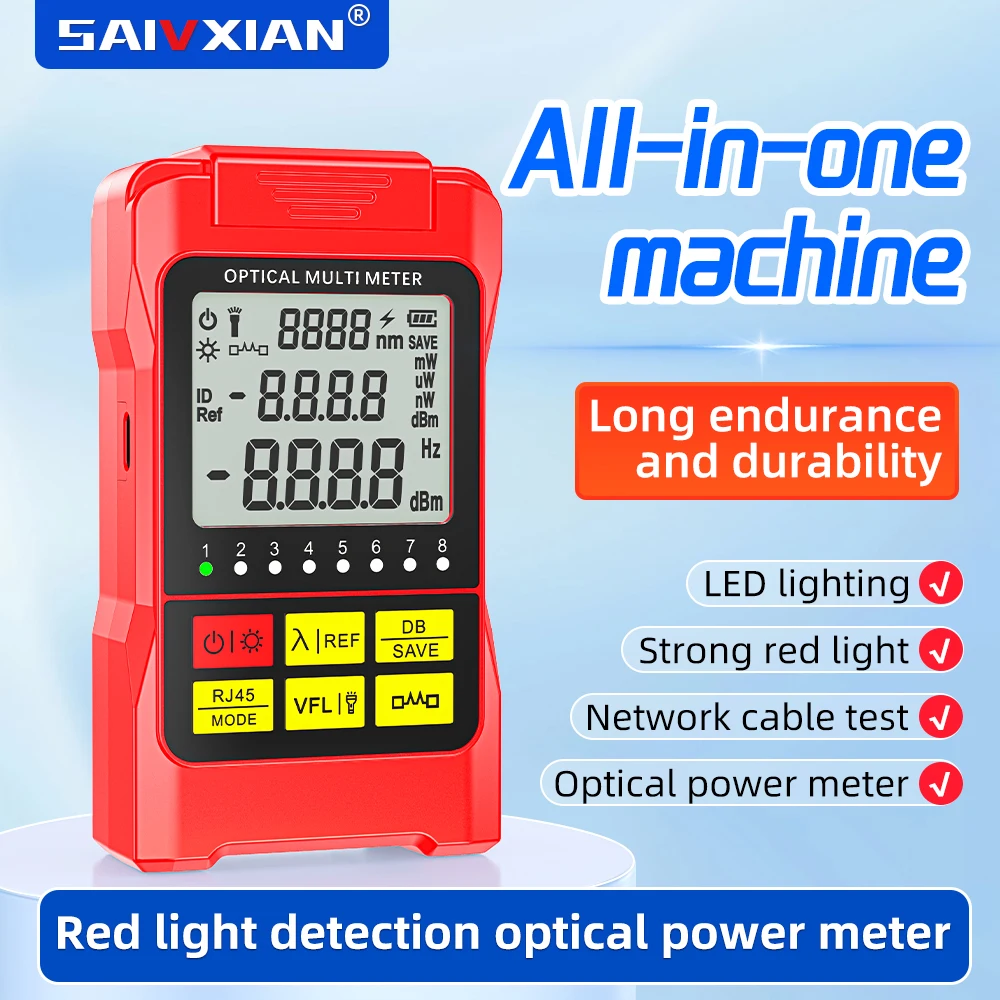 SAIVXIAN Mini medidor de potencia óptica unidad todo en uno con RJ45, opción recargable, (-70)-(+10)dBm Con buscador de línea (opcional) - imagen 2
