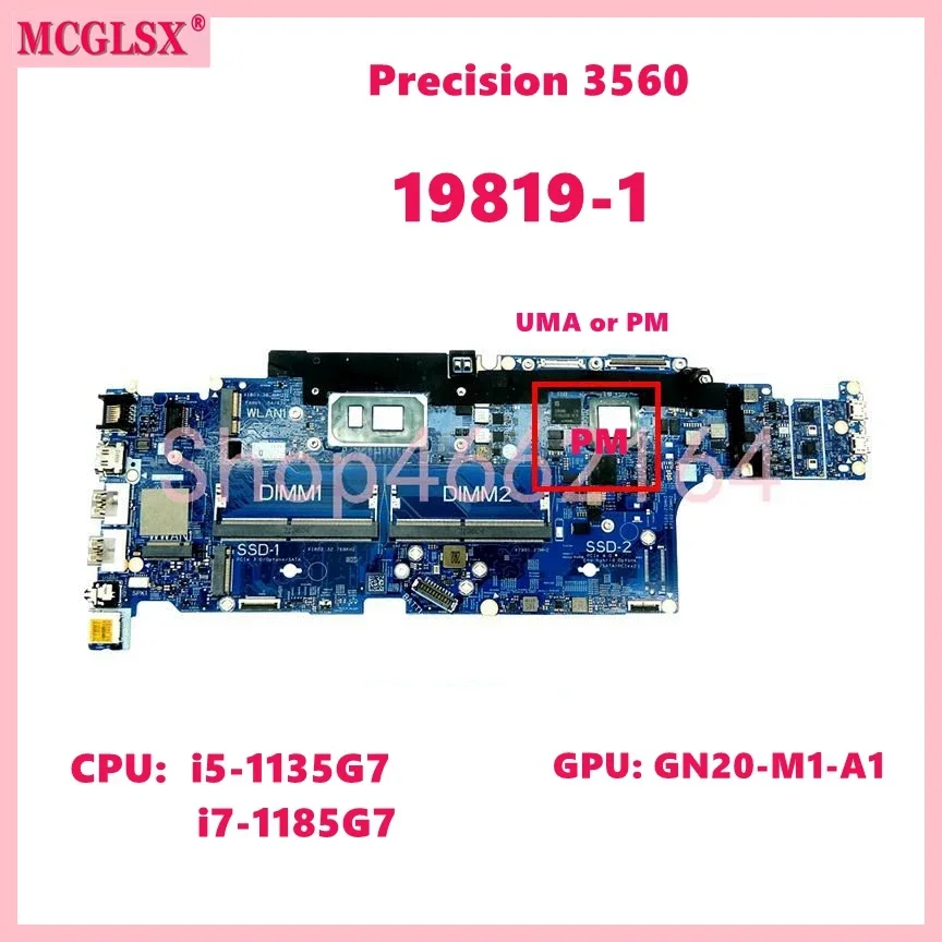 19819-1 con i5 i7-11th Gen CPU UMA/T500 GPU placa base para portátil Dell Latitude 5520 Precision 3560 placa base para ordenador portátil - imagen 3