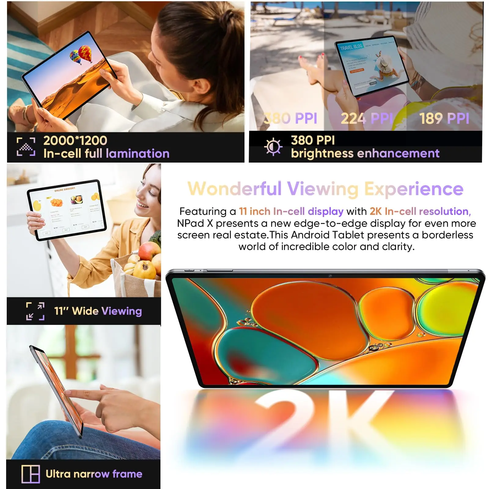 N-one NPad X1 MTK G99 tableta de 8 núcleos 10,95 ''Android 13 carga rápida 8600mAh MAX 16GB 128GB 2000*1200 FHD 4G LTE soporte L1 - imagen 3