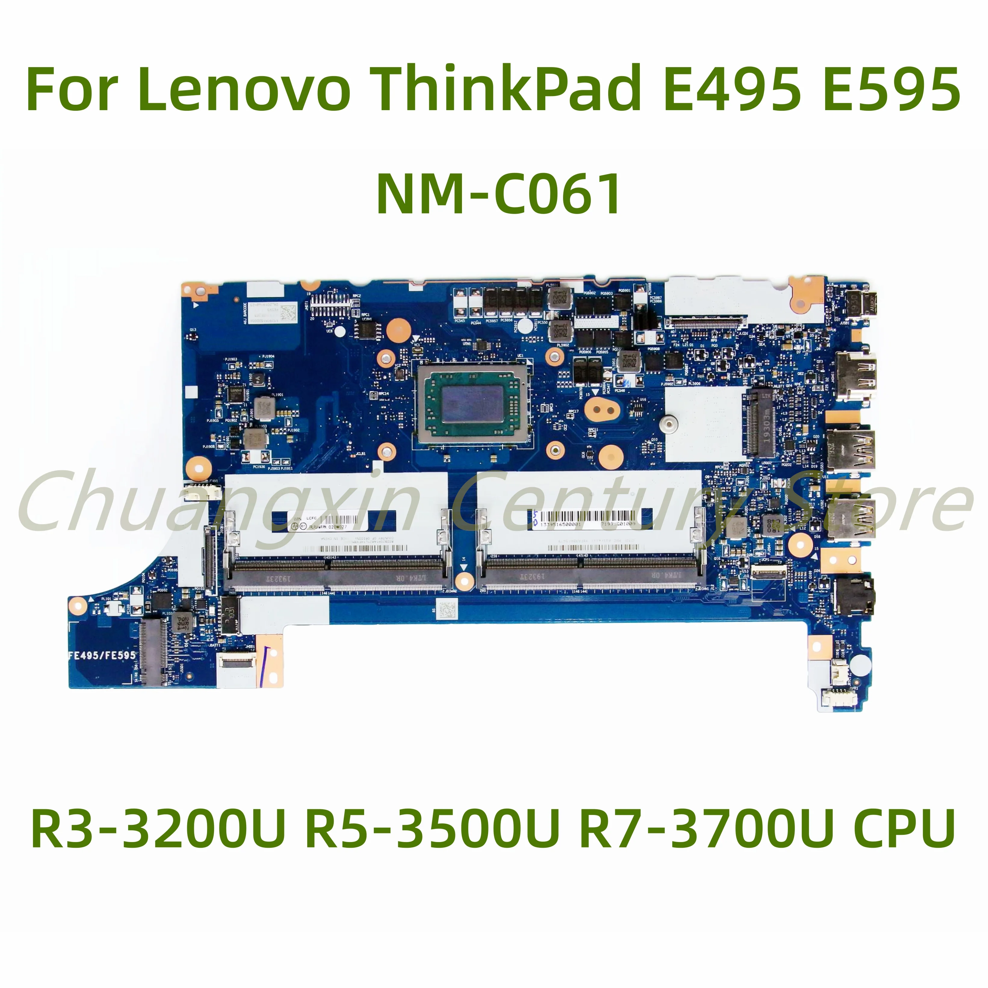 Placa base c para portátil Lenovo ThinkPad E495 E595, NM-C061 con R3-3200U, R5-3500U, CPU, 100% probado, funciona completamente