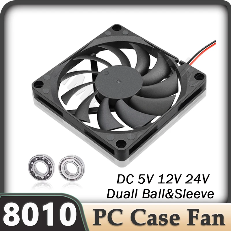 Gdstime 8010 12V ventilador de refrigeración 80mm USB DC 5V 24V doble bola CPU Cooler 80x80x10mm ordenador PC ventilador con cubierta 3PIN ventilador para portátil sin escobillas