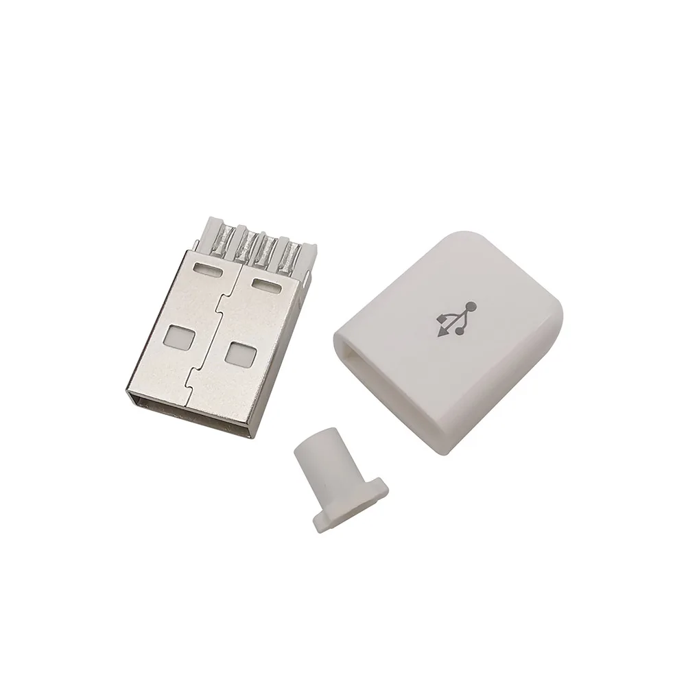 5/10 Uds. Conector tipo soldadura USB 2,0 tipo A macho de 4 pines con carcasa de plástico blanco y negro para accesorios de Cable de datos DIY - imagen 5