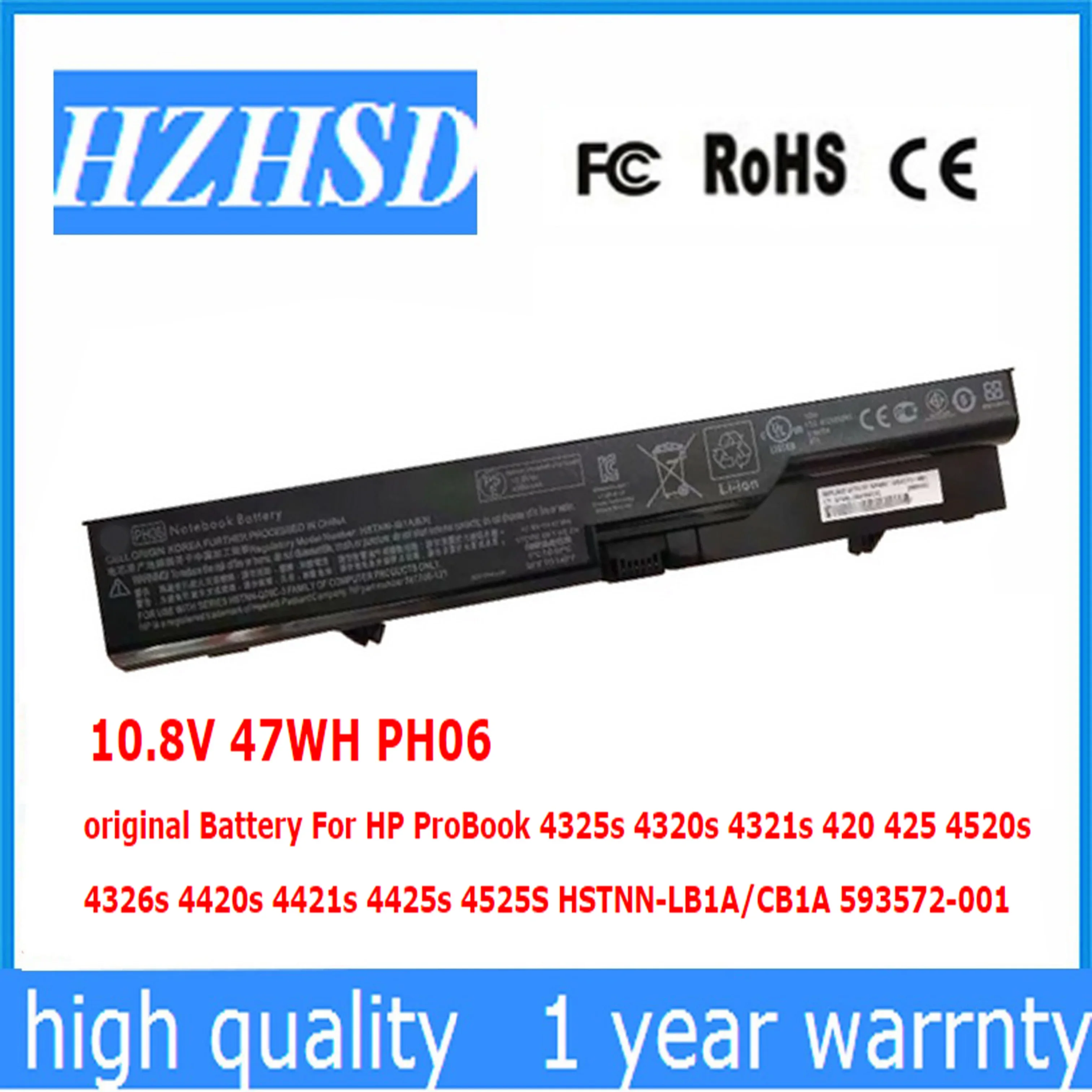 PH06 10,8 V 47Wh 5200mAh PH09 HSTNN-CB1A BQ350A batería del ordenador portátil para HP 4320t 620 425 625 ProBook 4320s 4321S 4325s 4326s 4420s