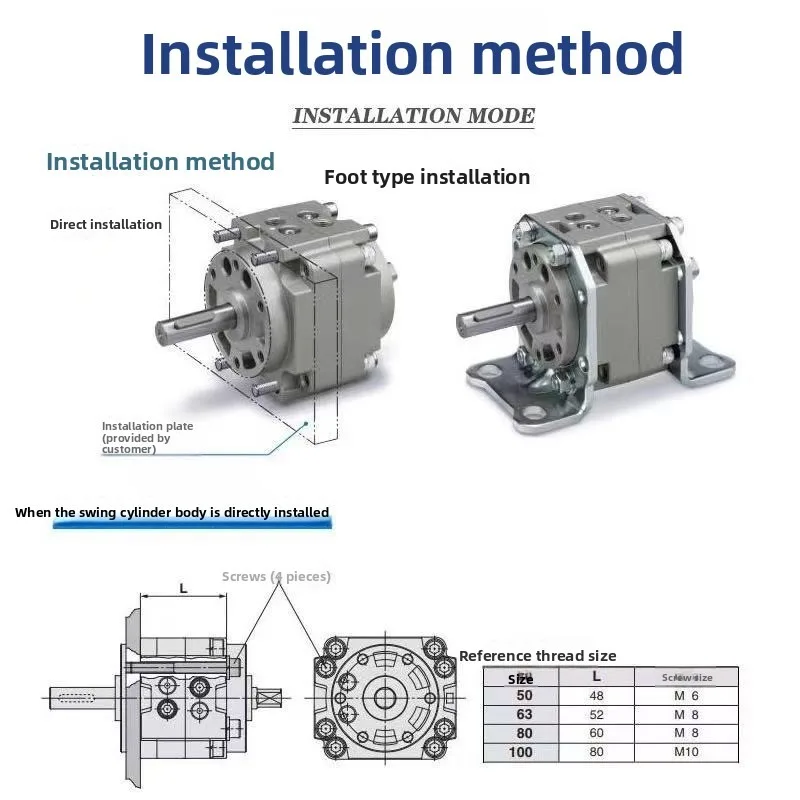 CRB1BW50 CRB1BW63 CRB1BW80 CRB1BW100 CDRB1BW50 CDRB1BW63 CDRB1BW80 CDRB1BW100-90S/180S/190S/270S Cilindro giratorio oscilante de paletas - imagen 2