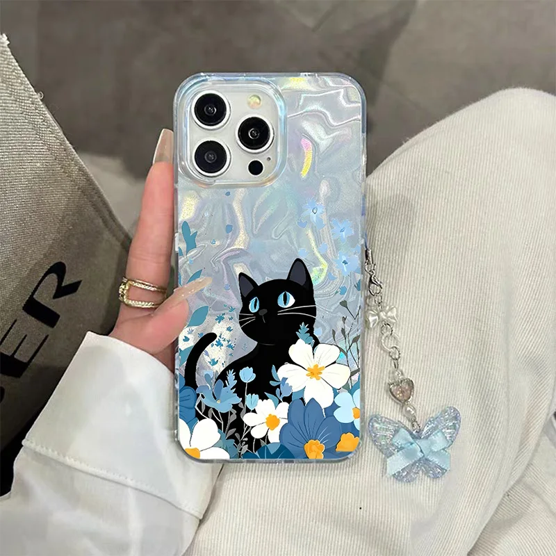Funda Pandent con lazo y mariposa para iPhone 16 15 13 12 Pro 14 12 11 Pro Max 16 15 14 7 8 Plus XS Max XR X 16E SE 2020 - imagen 2