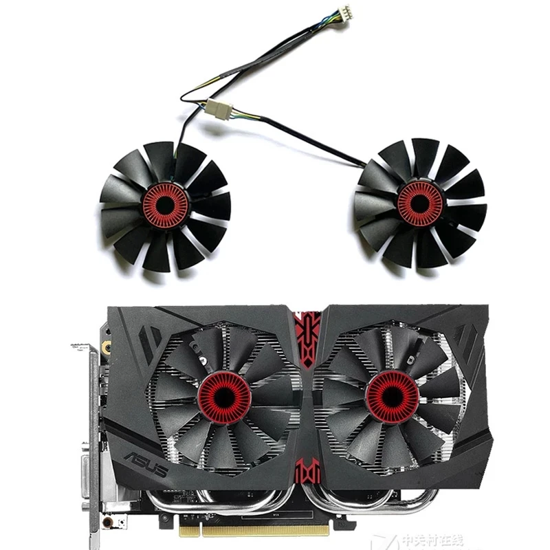 Ventilador de tarjeta gráfica T128010SH FD7010H12S 75Mm 4PIN GTX960 GPU para ASUS Strix GTX1060 1050 GTX960 GTX950 GTX750Ti R9 370