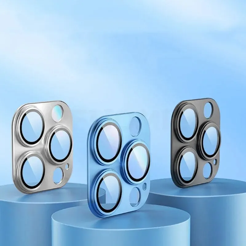 Protector de lente de cámara para iPhone 11 15 14 12 13 Pro Max, cubierta de cámara de Metal de titanio, pantalla de Metal y vidrio para iPhone 14 15 Pro MAX - imagen 5