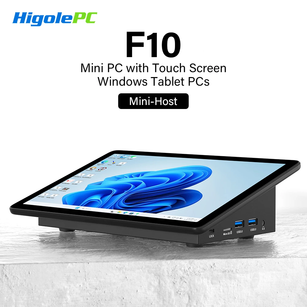 Higole F10 10,1 ''Mini PC sin ventilador Intel N5095 Windows 11 WiFi5 8GB 128GB 5000mAh 4K RS-232 RJ45 portátil PC de escritorio Mini ordenadores