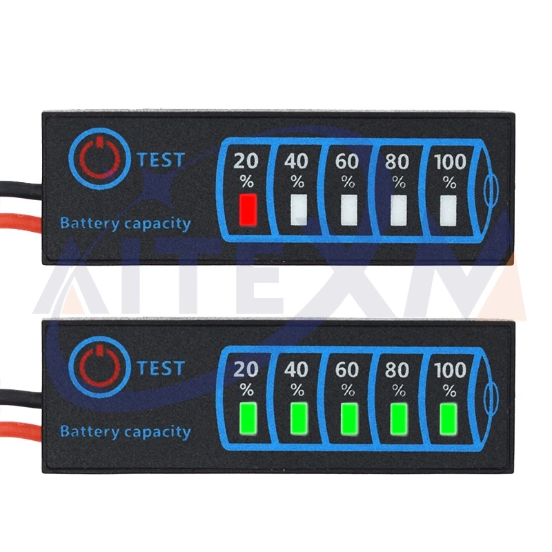 Indicador de nivel de batería DC 5V-30V 2-8S batería de litio ternaria fosfato de hierro y litio probador de capacidad de batería de plomo-ácido