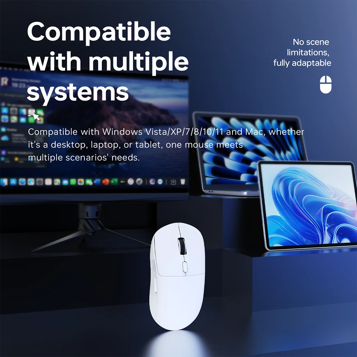 NJ07 Ratón Tri-mode Connect 2,4 GHz inalámbrico/Bluetooth/con cable con 32000DPI para tabletas, juegos móviles, PC de escritorio, ratón AJAZZ - imagen 4