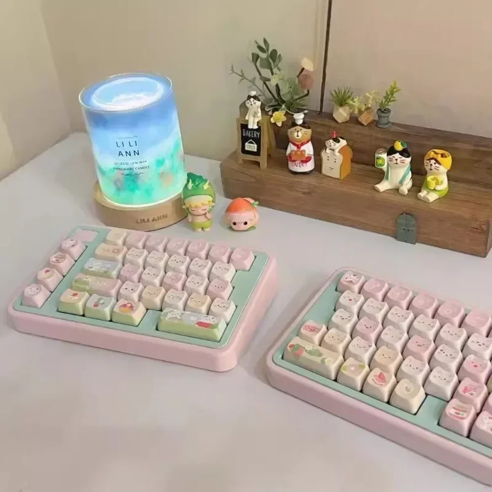 Kit de teclado mecánico dividido de gato bonito, junta inalámbrica de tres modos, teclado para juegos dividido de aluminio personalizado ergonómico RGB intercambiable en caliente - imagen 5