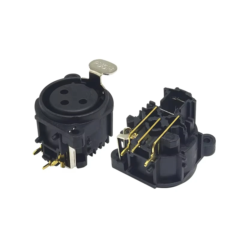 Conector XLR de 3 pines de plástico negro, conector macho/hembra, enchufe de altavoz con botón pulsador, 2 uds. - imagen 4