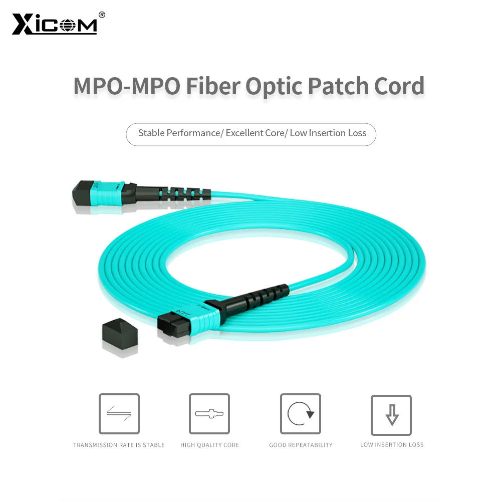 Cable de conexión de fibra óptica 10G, MPO-MPO multimodo UPC OM3 LSZH, Cable de conexión óptica hembra a hembra, 8/12 núcleos, 1M/3M/5M/10M