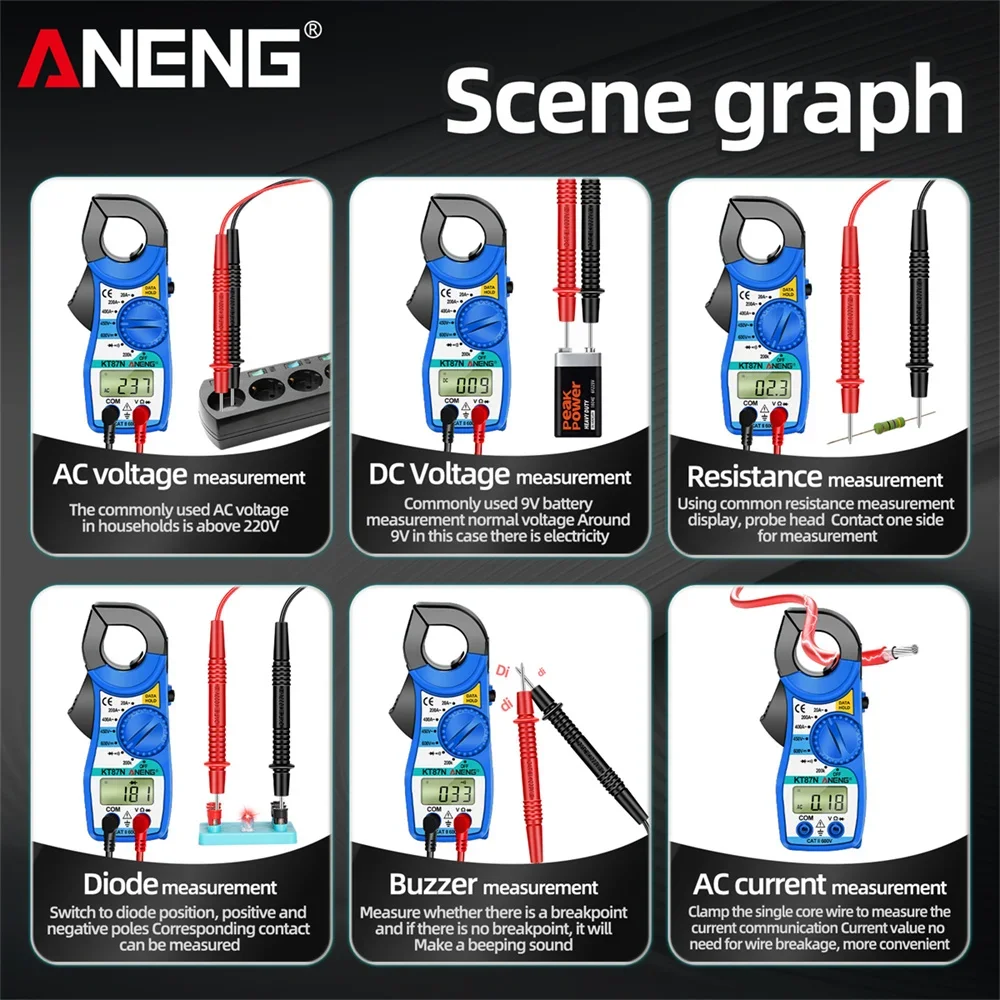 ANENG KT87N multímetro Digital de abrazadera voltaje CA/CC corriente 600V valores eficaces verdaderos multímetros capacitancia herramientas de prueba eléctrica - imagen 5