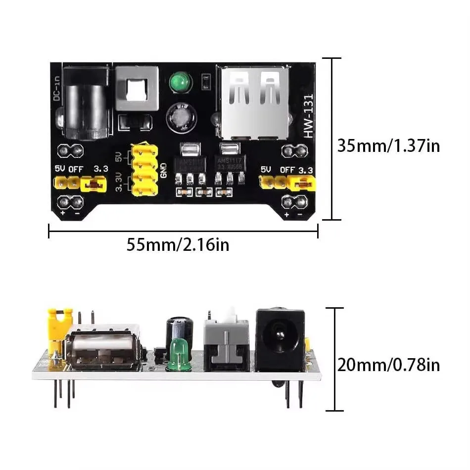 Módulo de fuente de alimentación para placa Arduino, placa de pruebas sin soldadura, MB102, 3,3 V/5V - imagen 3