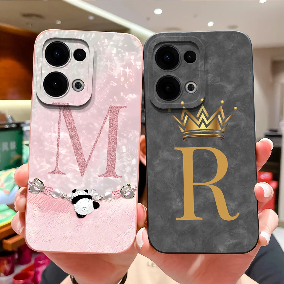Para Oppo Reno 13 Pro 5G funda Panda letras carcasa de silicona líquida suave para Oppo Reno13 13Pro protección completa fundas traseras de teléfono - imagen 2