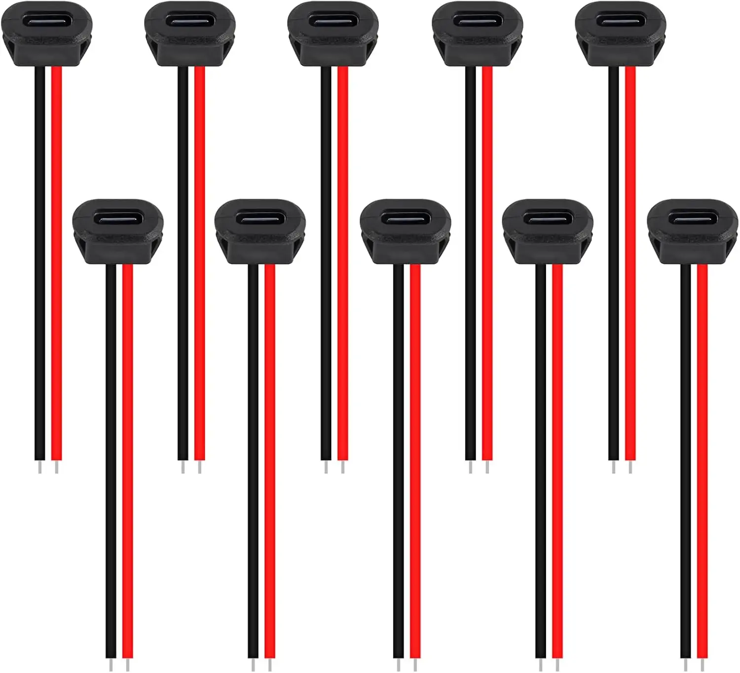 Conector USB tipo C resistente al agua, base hembra de compresión directa, interfaz de carga con cable de soldadura, 5/10/15 Uds. - imagen 2