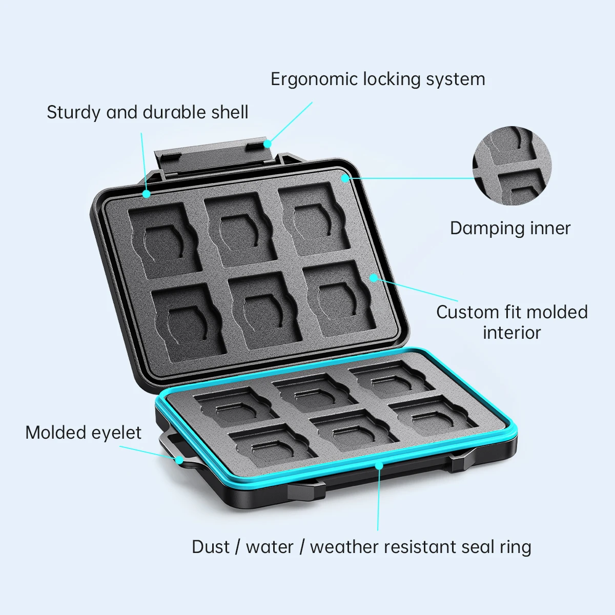 ORICO Estuche Almacenamiento Tarjeta Memoria SD Organizador Soporte Tarjeta Micro SD Forro Suave Impermeable HDD CF SD - imagen 5