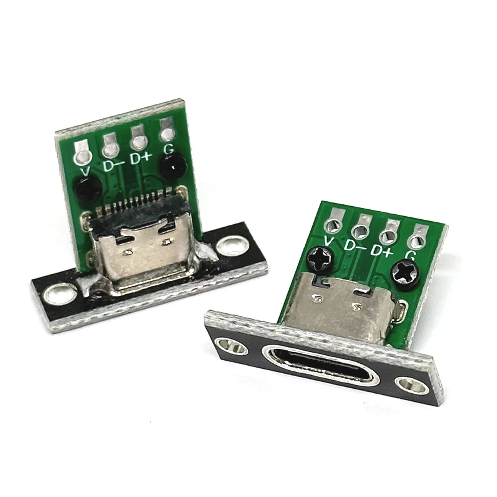 Conector USB tipo C 3,1, conector hembra tipo C de 16 pines y 4 pines, puerto de carga, toma USB 3,1 con placa de fijación de tornillo