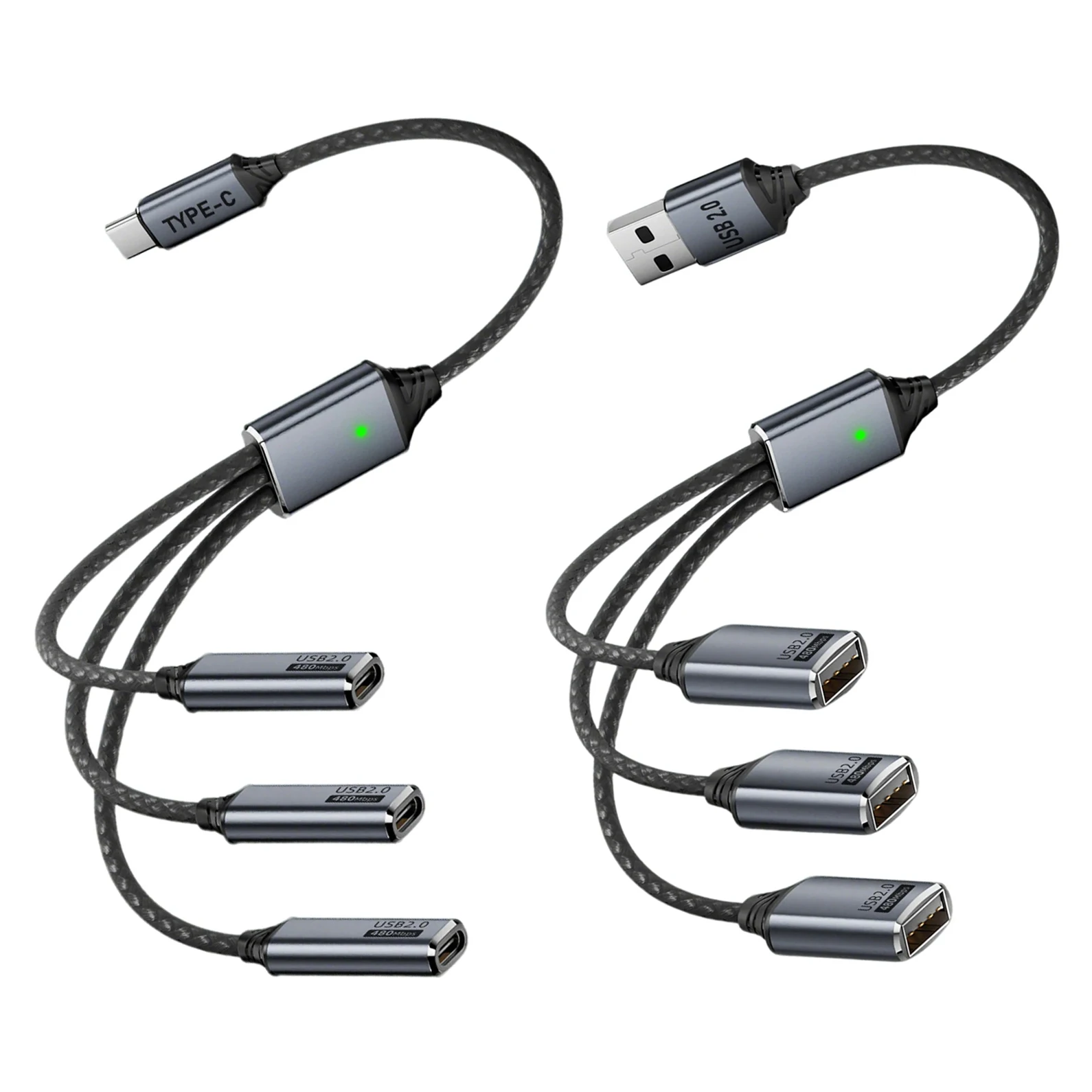 USB 2,0 OTG multipuerto Hub tipo C USB-A 3 en 1 divisor de carga 480Mbps adaptador de datos para Macbook y conectividad de dispositivos externos