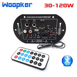 Woopker-placa amplificadora D3 Mono Max 120W con Bluetooth, Radio FM, módulo de amplificador de Audio de 11V/ 220V/ 12V/ 24V